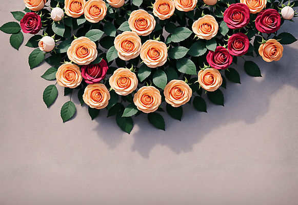 JPG 편집이미지 여러송이 잎 실내 그림자 사람없음 장미 카피스페이스 편집실사 AI포토 AI콘텐츠 식물 꽃 다수 내부 공백 CG 파일형식