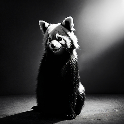 JPG 편집이미지 흑백 그림자 사람없음 빛 디지털합성 레서판다 편집소스 편집실사 AI컴퓨터그래픽 AI콘텐츠 포유류 촬영기법 CG 파일형식