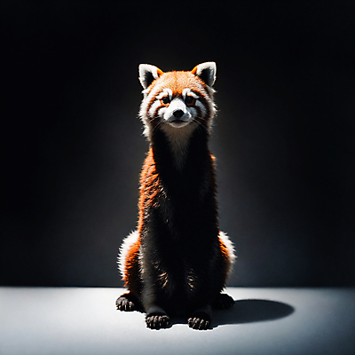 JPG 편집이미지 그림자 앉기 사람없음 빛 검은색 디지털합성 레서판다 편집소스 편집실사 AI컴퓨터그래픽 AI콘텐츠 컬러 포유류 모션 CG 파일형식