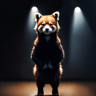 JPG 편집이미지 조명 그림자 서기 사람없음 빛 검은색 디지털합성 레서판다 편집소스 편집실사 AI컴퓨터그래픽 AI콘텐츠 컬러 포유류 모션 CG 파일형식