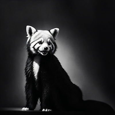 JPG 편집이미지 흑백 그림자 앉기 사람없음 빛 디지털합성 레서판다 편집소스 편집실사 AI컴퓨터그래픽 AI콘텐츠 포유류 모션 촬영기법 CG 파일형식