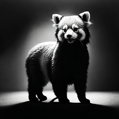 JPG 편집이미지 흑백 그림자 사람없음 빛 디지털합성 레서판다 편집소스 편집실사 AI컴퓨터그래픽 AI콘텐츠 포유류 촬영기법 CG 파일형식