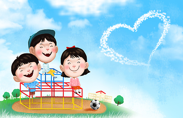 전신 나무 구름 여자 남자 행복 어린이 일러스트 축구공 학교 웃음 앉기 소녀 소년 세명 파란색 하트 놀이터 어린이날 즐거움 정글짐 어린이만 국내일러스트 AI파일 자연요소 모양 식물 교육 기념일 감정 컬러 공 축구용품 모션 놀이 표정 사람 놀이기구 파일형식 벡터