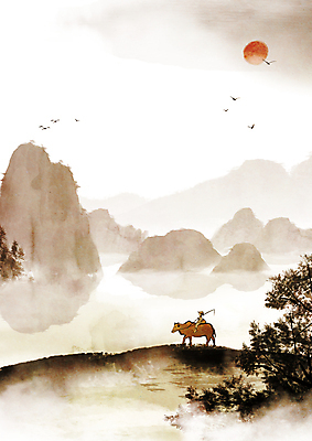 전신 PSD 남자 백그라운드 일러스트 자연 조류 붓터치 나뭇잎 산 한명 성인 강 태양 갈색 소 승차 동양화 번짐 새떼 산수화 소타기 성인남자한명만 국내일러스트 자연요소 동물 1 컬러 잎 포유류 모션 미술 사람 생태계 남자한명만 성인남자만 파일형식 효과