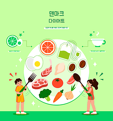 전신 접시 여자 남자 포크 다이어트 토마토 일러스트 양파 덴마크 육류 들기 성인 두명 초록색 계란 숟가락 당근 원두 올려보기 찻잔 브로콜리 자몽 양고기 녹차티백 닭가슴살 자기관리 성인만 식단관리 국내일러스트 AI파일 식기 커피 컬러 채소 과일 식재료 모션 잔 뿌리채소 수저 건강 북유럽 사람 알 닭고기 녹차 티백 파일형식 벡터
