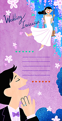 전신 PSD 부부 여자 남자 웨딩드레스 결혼 일러스트 앉기 턱시도 상반신 성인 두명 눈감음 보라색 편지지 그네 청첩장 결혼반지 그네타기 라벤더 신랑신부 성인만 카피스페이스 국내일러스트 커플 드레스 꽃 신부_웨딩 컬러 신랑 모션 놀이 카드_감사 사람 정장 이벤트 공백 반지 편지 허브 파일형식