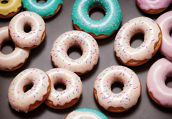 JPG 편집이미지 디저트 사람없음 원형 도넛 달콤 스프링클 맛있는 편집실사 AI포토 AI콘텐츠 도형 음식 장식 맛 CG 파일형식