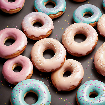 JPG 편집이미지 디저트 사람없음 원형 도넛 달콤 스프링클 맛있는 편집실사 AI포토 AI콘텐츠 도형 음식 장식 맛 CG 파일형식