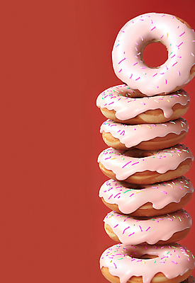 JPG 편집이미지 디저트 사람없음 빨간색 쌓기 원형 도넛 달콤 스프링클 맛있는 편집실사 AI포토 AI콘텐츠 도형 음식 컬러 모션 장식 맛 CG 파일형식