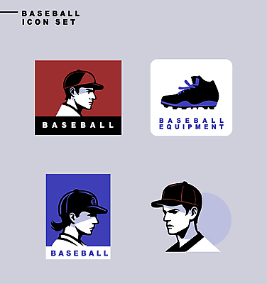 아이콘 남자 얼굴 스포츠 성인 신체부위 빨간색 세명 파란색 세트 라벨 야구선수 야구모자 성인남자만 야구화 2D아이콘 AI파일 모자_잡화 컬러 운동화 운동선수 프레임 사람 야구 야구용품 남자만 성인만 파일형식 벡터