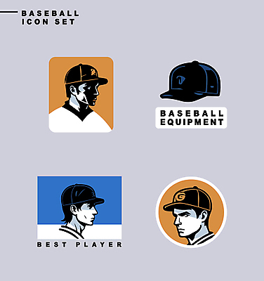 아이콘 남자 얼굴 스포츠 성인 신체부위 세명 파란색 세트 라벨 주황색 야구선수 야구모자 성인남자만 2D아이콘 AI파일 모자_잡화 컬러 운동선수 프레임 사람 야구 야구용품 남자만 성인만 파일형식 벡터