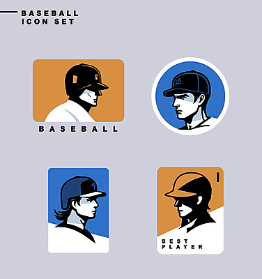 아이콘 남자 얼굴 스포츠 여러명 성인 신체부위 파란색 세트 라벨 주황색 야구선수 야구모자 성인남자만 2D아이콘 AI파일 모자_잡화 컬러 다수 운동선수 프레임 사람 야구 야구용품 남자만 성인만 파일형식 벡터