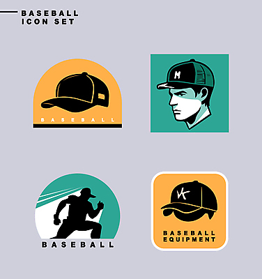 아이콘 남자 실루엣 얼굴 스포츠 상반신 성인 두명 신체부위 초록색 세트 노란색 라벨 야구선수 야구모자 성인남자만 2D아이콘 AI파일 모자_잡화 컬러 운동선수 프레임 촬영기법 사람 야구 야구용품 남자만 성인만 파일형식 벡터