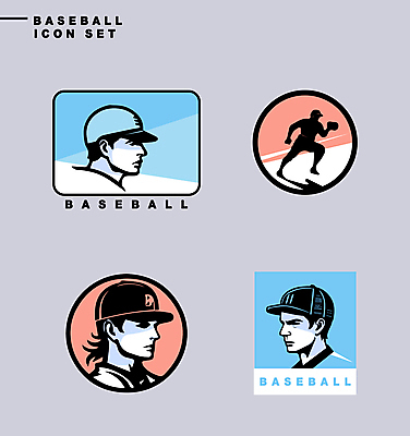 전신 아이콘 남자 실루엣 얼굴 스포츠 분홍색 하늘색 여러명 성인 신체부위 세트 라벨 야구선수 야구모자 포수 성인남자만 2D아이콘 AI파일 모자_잡화 컬러 다수 운동선수 프레임 촬영기법 사람 파란색 야구 야구용품 남자만 성인만 파일형식 벡터