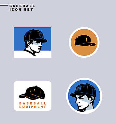 아이콘 남자 얼굴 스포츠 성인 두명 신체부위 파란색 세트 라벨 주황색 야구선수 야구모자 성인남자만 2D아이콘 AI파일 모자_잡화 컬러 운동선수 프레임 사람 야구 야구용품 남자만 성인만 파일형식 벡터