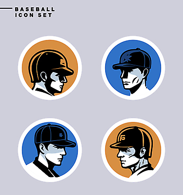 아이콘 남자 얼굴 스포츠 여러명 성인 신체부위 파란색 세트 라벨 주황색 야구선수 야구모자 성인남자만 2D아이콘 AI파일 모자_잡화 컬러 다수 운동선수 프레임 사람 야구 야구용품 남자만 성인만 파일형식 벡터