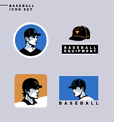 아이콘 남자 얼굴 스포츠 성인 신체부위 세명 파란색 세트 라벨 주황색 야구선수 야구모자 성인남자만 2D아이콘 AI파일 모자_잡화 컬러 운동선수 프레임 사람 야구 야구용품 남자만 성인만 파일형식 벡터