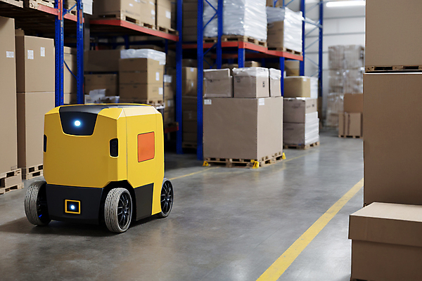 JPG 편집이미지 실내 사람없음 스마트 로봇 택배상자 물류창고 자동화 편집실사 AI포토 AI콘텐츠 컨셉 내부 상자 창고 CG 택배 파일형식