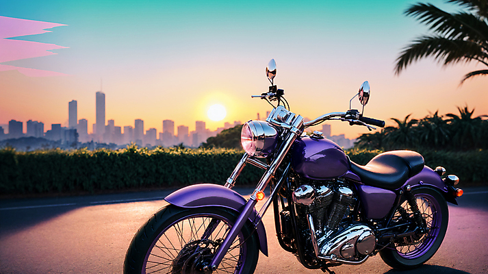 JPG 주간 구름 편집이미지 사람없음 야외 건물 야자수 태양 노을 일몰 오토바이 도시 풀 디지털합성 편집소스 시티팝 편집실사 AI포토 AI콘텐츠 자연요소 나무 식물 건축물 컨셉 바이크 CG 파일형식