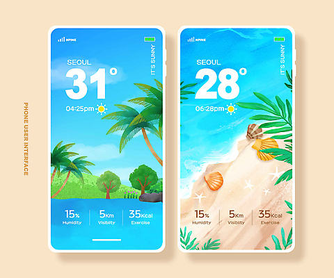 PSD 구름 웹템플릿 하늘색 자연 하늘 조개 나뭇잎 해변 사람없음 여름 스마트폰 야자수 풀잎 온도 UI 인터페이스 이미지템플릿 자연요소 나무 템플릿 계절 바다 잎 어패류 파란색 핸드폰 스마트기기 풀_식물 생태계 파일형식