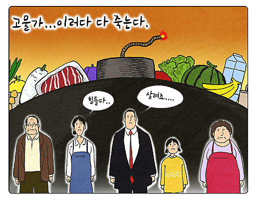 PSD 여자 노년 남자 어린이 말풍선 채소 일러스트 수박 바나나 육류 소녀 여러명 상반신 성인 비즈니스맨 유머 찡그림 위험 폭탄 만화 사회이슈 힘듦 소상공인 국내일러스트 직업 감정 다수 컨셉 과일 식재료 비즈니스 표정 사람 경제 직장인 폭발물 상인 파일형식