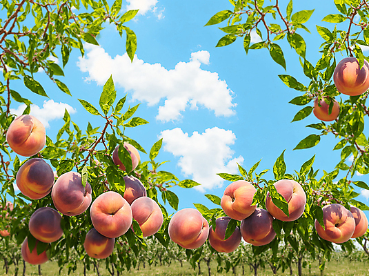 JPG 주간 구름 편집이미지 잎 하늘 프레임 풍경 사람없음 야외 복숭아 복사나무 편집실사 AI포토 AI콘텐츠 자연요소 나무 식물 과일 CG 파일형식