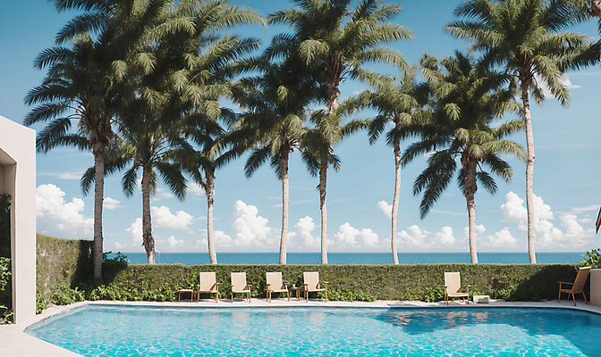 JPG 구름 편집이미지 하늘 야외수영장 풍경 사람없음 여름 야자수 풀장 맑음 디지털합성 풀빌라 편집소스 편집실사 AI포토 AI콘텐츠 자연요소 나무 계절 숙소 날씨 수영장 CG 파일형식