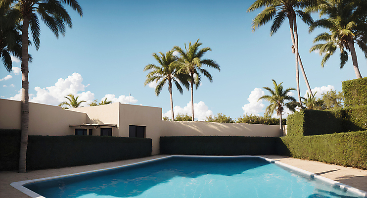 JPG 구름 편집이미지 하늘 주택 야외수영장 풍경 사람없음 여름 야자수 풀장 맑음 디지털합성 풀빌라 편집소스 편집실사 AI포토 AI콘텐츠 자연요소 나무 계절 숙소 날씨 수영장 건물 CG 파일형식