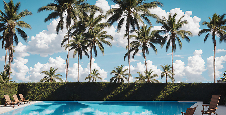 JPG 구름 편집이미지 의자 하늘 야외수영장 풍경 사람없음 여름 야자수 풀장 맑음 디지털합성 풀빌라 편집소스 편집실사 AI포토 AI콘텐츠 자연요소 나무 계절 가구 숙소 날씨 수영장 CG 파일형식