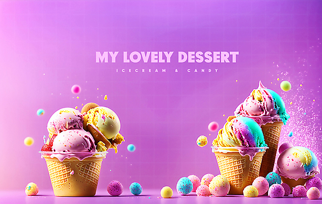 PSD 편집이미지 디저트 사탕 사람없음 귀여움 보라색 달콤 콘아이스크림 스프링클 이미지편집 음식 컬러 컨셉 아이스크림 장식 맛 파일형식