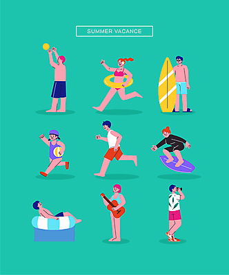 전신 여자 남자 수영복 어린이 인물캐릭터 연주 일러스트 서기 들기 앉기 소녀 여러명 성인 여름 여름휴가 바캉스 달리기 여행객 카메라 사진촬영 기타 가리킴 서핑보드 서핑 비치볼 공놀이 튜브 서퍼 하와이안 월간캐릭터 일러캐릭터 AI파일 캐릭터 옷 계절 패션 음악 다수 공 모션 놀이 현악기 휴가 운동선수 바캉스용품 사람 손짓 전자제품 촬영 수상스포츠 보드_스포츠 파일형식 벡터 여름_계절