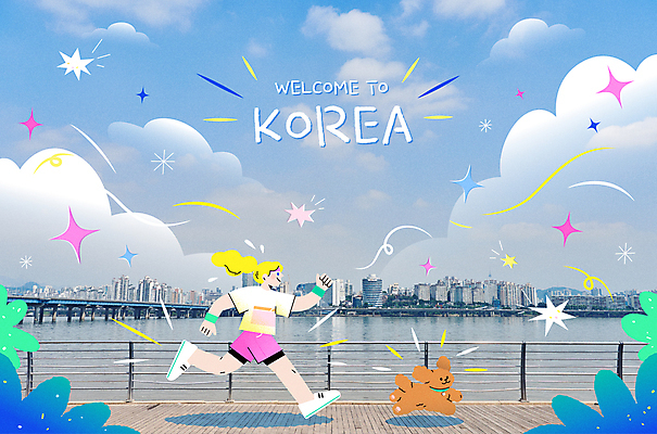 전신 백인 구름 한마리 여자 일러스트 하늘 한명 풍경 성인 타이포그라피 여름 반짝임 운동복 달리기 조깅 운동 여행객 풀 강아지 한강 국내여행 성인여자한명만 국내일러스트 AI파일 자연요소 서양인 식물 문자 1 옷 계절 여행 모션 서울 건강 사람 반려동물 개 랜드마크 여자한명만 성인여자만 파일형식 벡터