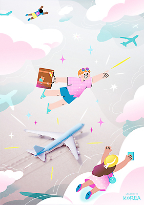 전신 백인 구름 여자 남자 여행 흑인 일러스트 비행기 풍경 성인 세명 여름 여름휴가 반짝임 선글라스 여행객 여행가방 비행 가리킴 국내여행 파스텔톤 성인만 국내일러스트 AI파일 자연요소 서양인 계절 안경 컬러 가방 항공교통 모션 휴가 대중교통 사람 손짓 파일형식 벡터 여름_계절