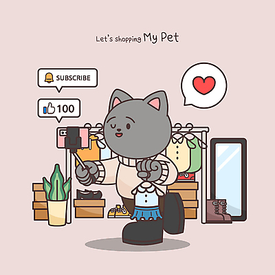 한마리 원피스 화분 구두 동물캐릭터 운동화 말풍선 일러스트 부츠 윙크 들기 사람없음 스마트폰 쇼핑 상자 걷기 고양이 종 하트 옷걸이 알림 따봉 고양이캐릭터 전신거울 셀카봉 라이브커머스 일러캐릭터 AI파일 모양 동물 캐릭터 1 옷 신발 포유류 모션 표정 핸드폰 스마트기기 반려동물 거울 최고 모바일쇼핑 파일형식 벡터