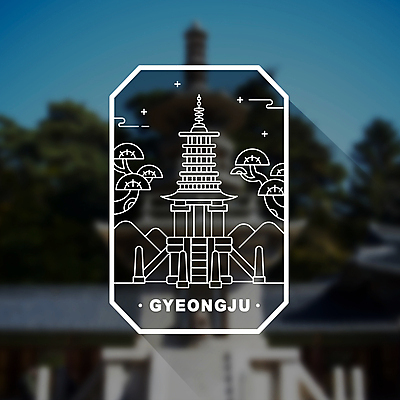 선 라인일러스트 일러스트 산 사람없음 라벨 흰색 경주 소나무 석탑 라인아트 다보탑 국내일러스트 AI파일 나무 컬러 프레임 탑 경상북도 불국사 파일형식 벡터