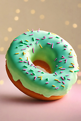 JPG 편집이미지 디저트 사람없음 원형 도넛 디지털합성 보케 민트색 스프링클 편집실사 AI포토 AI콘텐츠 도형 음식 컬러 장식 CG 파일형식