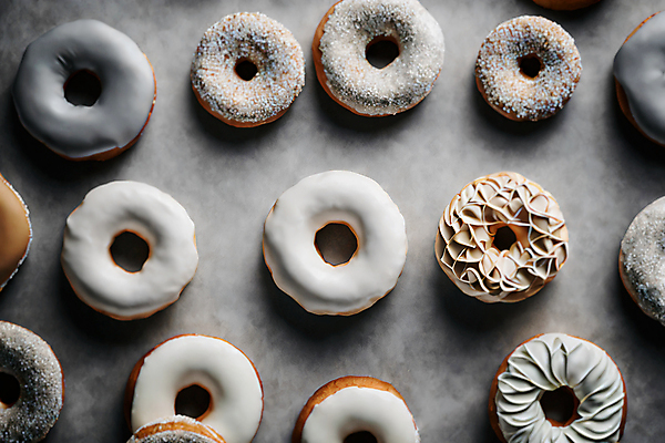 JPG 편집이미지 디저트 사람없음 여러개 회색 흰색 원형 도넛 디지털합성 스프링클 편집실사 AI포토 AI콘텐츠 도형 음식 컬러 다수 장식 CG 파일형식