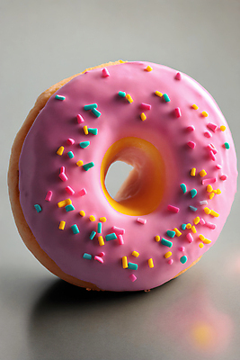 JPG 편집이미지 분홍색 디저트 사람없음 원형 도넛 디지털합성 스프링클 편집실사 AI포토 AI콘텐츠 도형 음식 컬러 장식 CG 파일형식