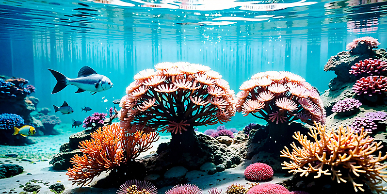 JPG 편집이미지 바다 자연 풍경 사람없음 바닷속 바다동물 산호 산호초 열대어 디지털합성 편집소스 편집실사 AI포토 AI콘텐츠 동물 어류 수중 수중동물 수중식물 자포동물 CG 생태계 파일형식