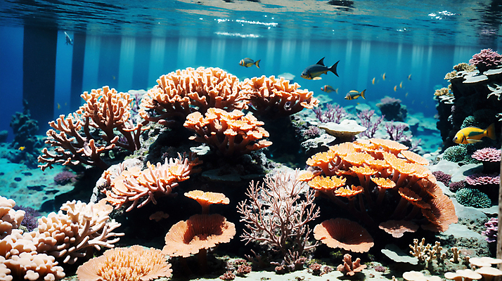 JPG 편집이미지 바다 자연 풍경 사람없음 바닷속 바다동물 산호 산호초 열대어 디지털합성 편집소스 편집실사 AI포토 AI콘텐츠 동물 어류 수중 수중동물 수중식물 자포동물 CG 생태계 파일형식