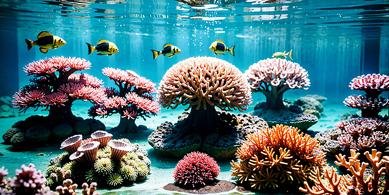 JPG 편집이미지 바다 자연 풍경 사람없음 바닷속 바다동물 산호 산호초 열대어 디지털합성 편집소스 편집실사 AI포토 AI콘텐츠 동물 어류 수중 수중동물 수중식물 자포동물 CG 생태계 파일형식