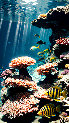 JPG 편집이미지 바다 자연 풍경 사람없음 바닷속 바다동물 산호 산호초 열대어 디지털합성 편집소스 편집실사 AI포토 AI콘텐츠 동물 어류 수중 수중동물 수중식물 자포동물 CG 생태계 파일형식