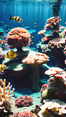 JPG 편집이미지 바다 자연 풍경 사람없음 바닷속 바다동물 산호 산호초 열대어 디지털합성 편집소스 편집실사 AI포토 AI콘텐츠 동물 어류 수중 수중동물 수중식물 자포동물 CG 생태계 파일형식