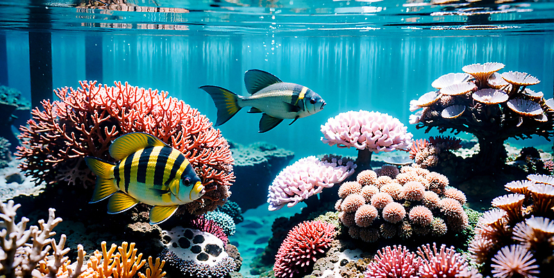 JPG 편집이미지 바다 자연 풍경 사람없음 바닷속 바다동물 산호 산호초 열대어 디지털합성 편집소스 편집실사 AI포토 AI콘텐츠 동물 어류 수중 수중동물 수중식물 자포동물 CG 생태계 파일형식