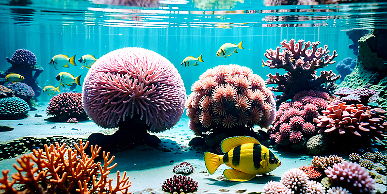 JPG 편집이미지 바다 자연 풍경 사람없음 바닷속 바다동물 산호 산호초 열대어 디지털합성 편집소스 편집실사 AI포토 AI콘텐츠 동물 어류 수중 수중동물 수중식물 자포동물 CG 생태계 파일형식