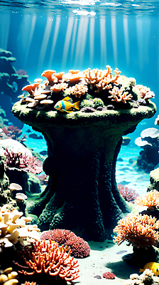 JPG 편집이미지 바다 자연 풍경 사람없음 바닷속 바다동물 산호 산호초 열대어 디지털합성 편집소스 편집실사 AI포토 AI콘텐츠 동물 어류 수중 수중동물 수중식물 자포동물 CG 생태계 파일형식