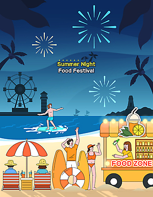 전신 여자 남자 일러스트 밤하늘 팔벌리기 술병 조명 등대 폭죽 불꽃놀이 서기 들기 앉기 여러명 상반신 성인 해변 여름 파란색 야자수 손들기 축제 주스 파라솔 서핑보드 서핑 야간 대관람차 튜브 야시장 선박 푸드트럭 성인만 국내일러스트 AI파일 자연요소 나무 계절 음료 바다 컬러 다수 수상교통 모션 놀이 하늘 병_용기 주류 사람 트럭 수상스포츠 보드_스포츠 시장 놀이기구 파일형식 벡터