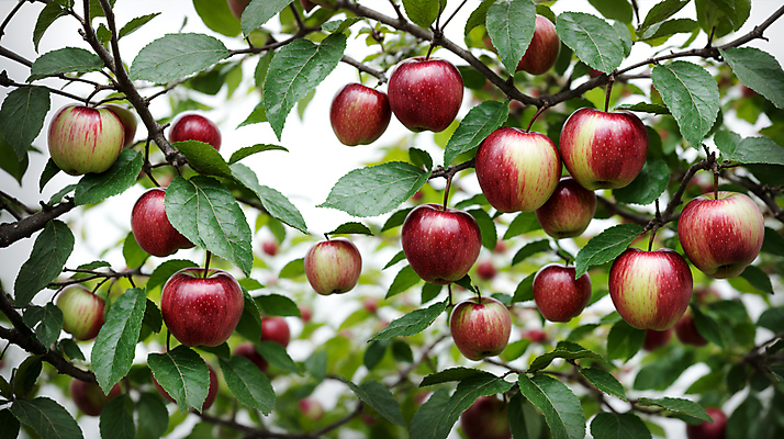 JPG 주간 편집이미지 자연 나뭇잎 사람없음 야외 나뭇가지 사과 과수원 디지털합성 사과농장 편집소스 편집실사 AI포토 AI콘텐츠 자연요소 나무 잎 농업 과일 농장 CG 생태계 파일형식