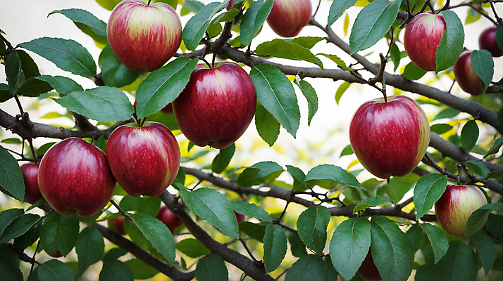 JPG 주간 편집이미지 자연 나뭇잎 사람없음 야외 나뭇가지 사과 과수원 디지털합성 사과농장 편집소스 편집실사 AI포토 AI콘텐츠 자연요소 나무 잎 농업 과일 농장 CG 생태계 파일형식