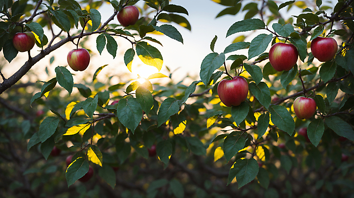 JPG 주간 편집이미지 자연 나뭇잎 사람없음 야외 나뭇가지 사과 과수원 디지털합성 사과농장 편집소스 편집실사 AI포토 AI콘텐츠 자연요소 나무 잎 농업 과일 농장 CG 생태계 파일형식